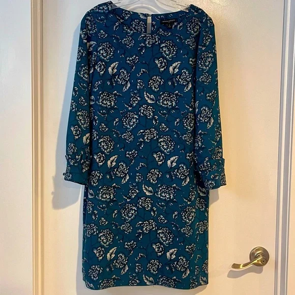 Banana Republic Factory | Dresses | Banana Republic Factory Shift Dress  Blue Green With Floral Print Size 4 | Poshmark